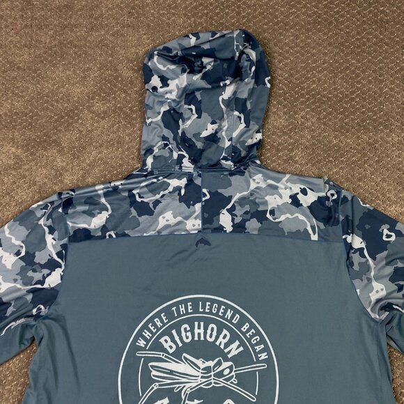 Simms SolarFlex Hoody Hoodie Men's XL Blue Gray Camo Fishing Performance UPF 50 - Picture 6 of 15